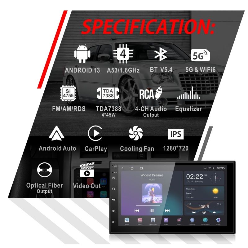 7-дюймовая автомобильная магнитола и автомобильная мультимедиа DPM1007