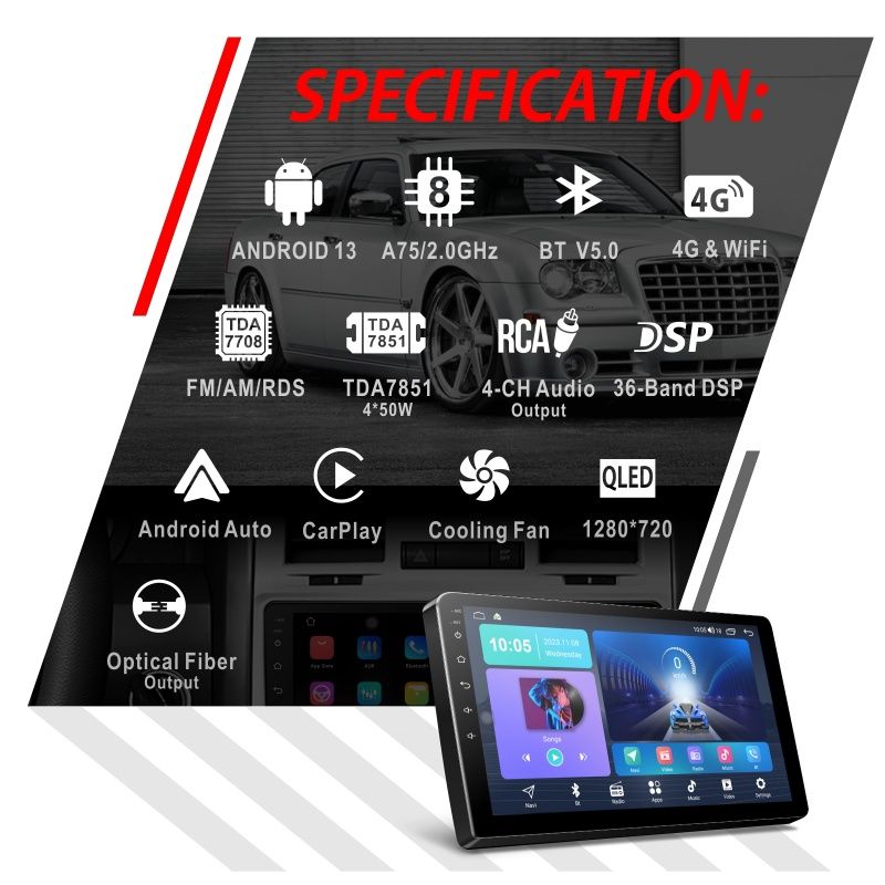 10.1-дюймовая автомобильная магнитола и автомобильная мультимедиа DPM7810