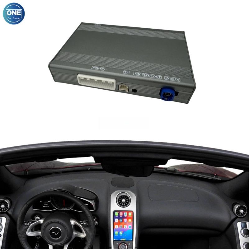 Беспроводной модуль CarPlay для интерфейса McLaren и Android Auto поддерживает Bluetooth-аудио, вход для камеры и зеркалирование экрана смартфона.