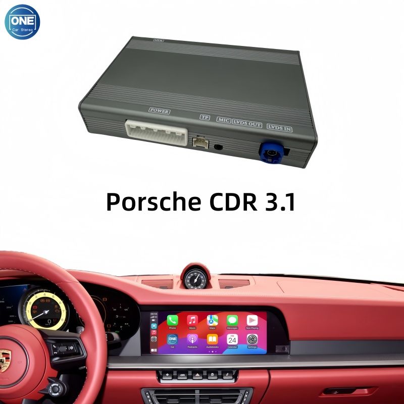 Беспроводной модуль CarPlay для интерфейса Porsche CDR 3.1 и Android Auto поддерживает Bluetooth-аудио, вход для камеры и зеркалирование экрана смартфона.