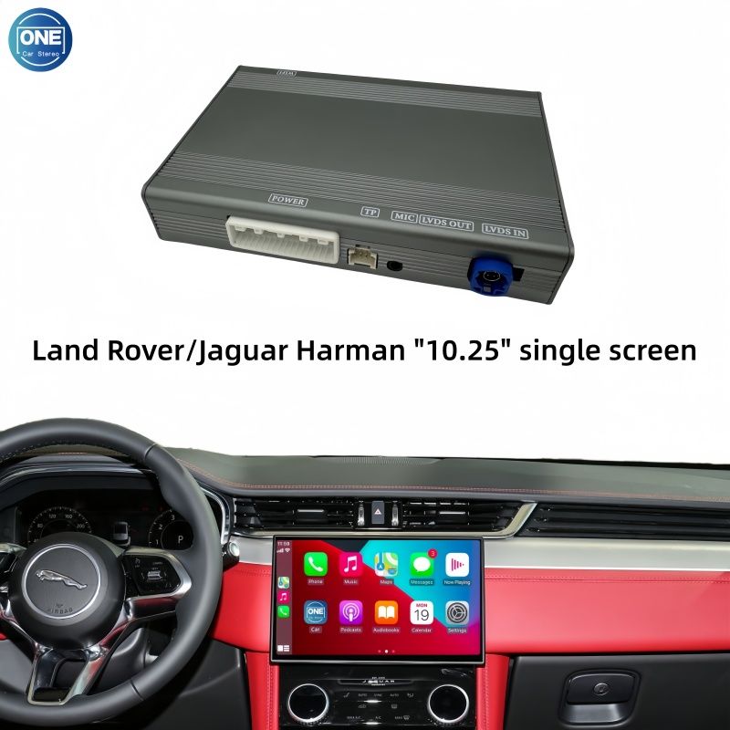 Беспроводной модуль CarPlay для интерфейса Land Rover/Jaguar Harman "10.25" single screen  и Android Auto поддерживает Bluetooth-аудио, вход для камеры и зеркалирование экрана смартфона.