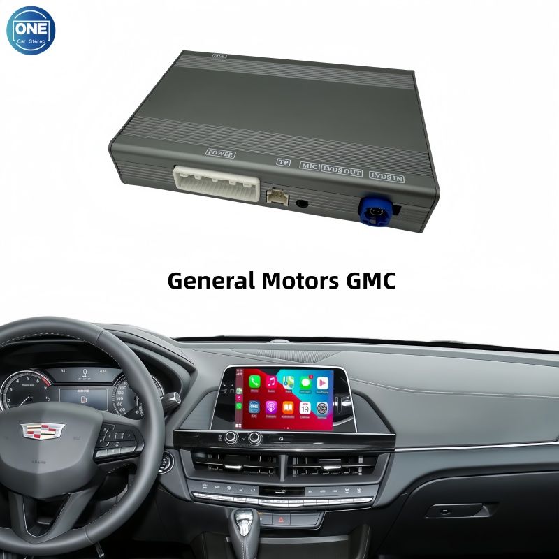 Беспроводной модуль CarPlay для интерфейса General Motors GMC и Android Auto поддерживает Bluetooth-аудио, вход для камеры и зеркалирование экрана смартфона.