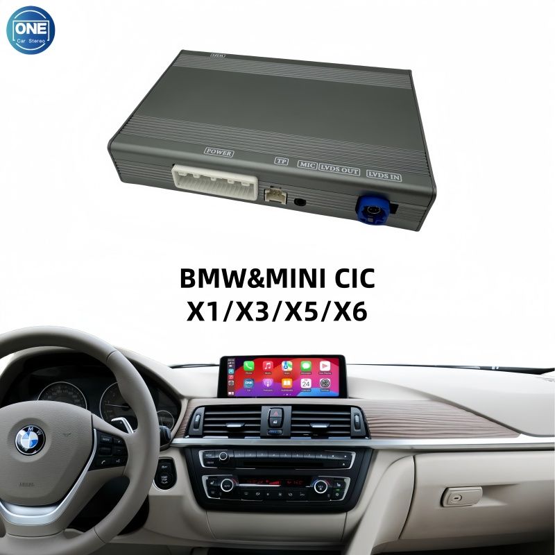 Беспроводной модуль CarPlay для интерфейса BMW&MINI CIC X1/X3/X5/X6 и Android Auto поддерживает Bluetooth-аудио, вход для камеры и зеркалирование экрана смартфона.