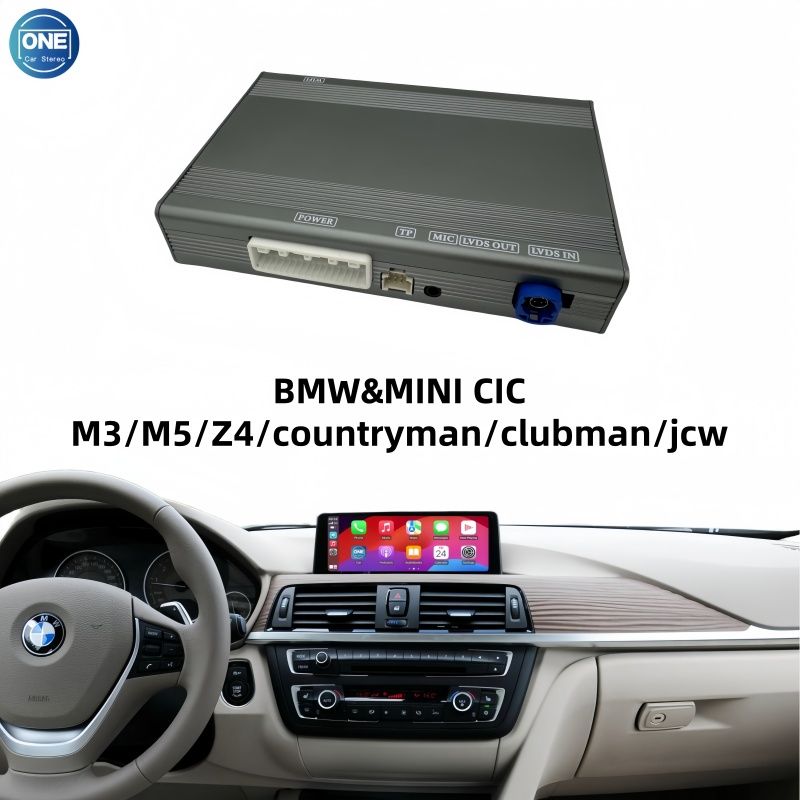 Беспроводной модуль CarPlay для интерфейса BMW&MINI CIC M3/M5/Z4 и Android Auto поддерживает Bluetooth-аудио, вход для камеры и зеркалирование экрана смартфона.