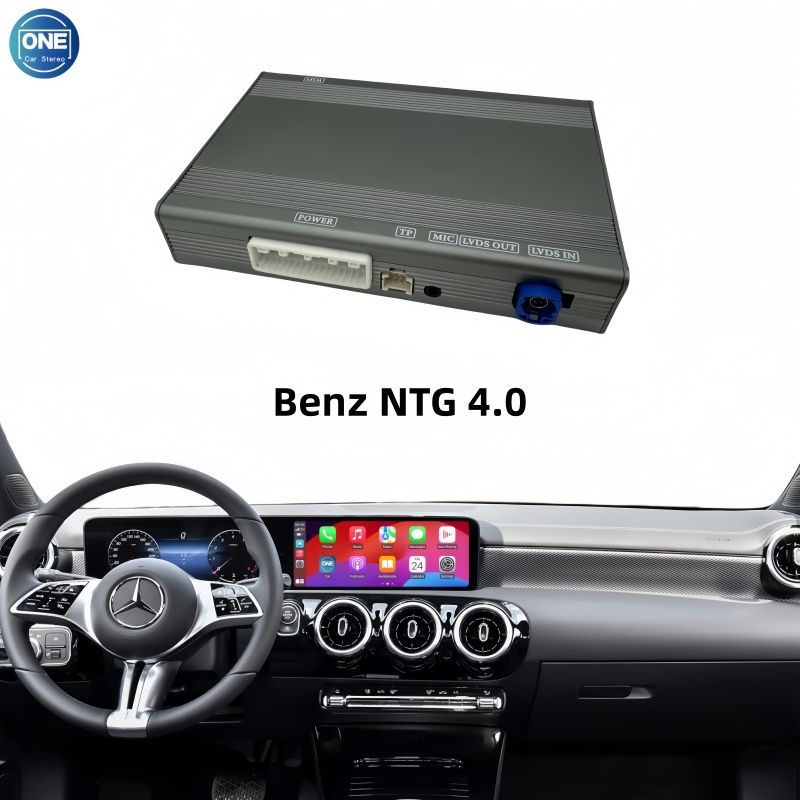 Беспроводной модуль CarPlay для интерфейса Benz NTG 4.0 и Android Auto поддерживает Bluetooth-аудио, вход для камеры и зеркалирование экрана смартфона.