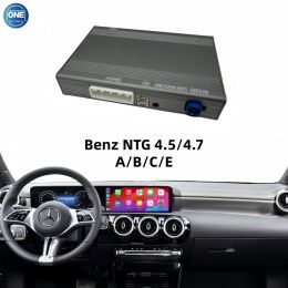 Беспроводной модуль CarPlay для интерфейса Benz NTG 4.5/4.7 A/B/C/E и Android Auto поддерживает Bluetooth-аудио, вход для камеры и зеркалирование экрана смартфона.
