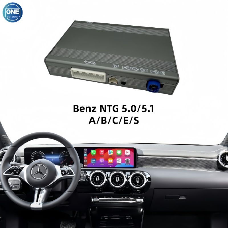 Беспроводной модуль CarPlay для интерфейса Benz NTG 5.0/5.1A/B/C/E/S и Android Auto поддерживает Bluetooth-аудио, вход для камеры и зеркалирование экрана смартфона.