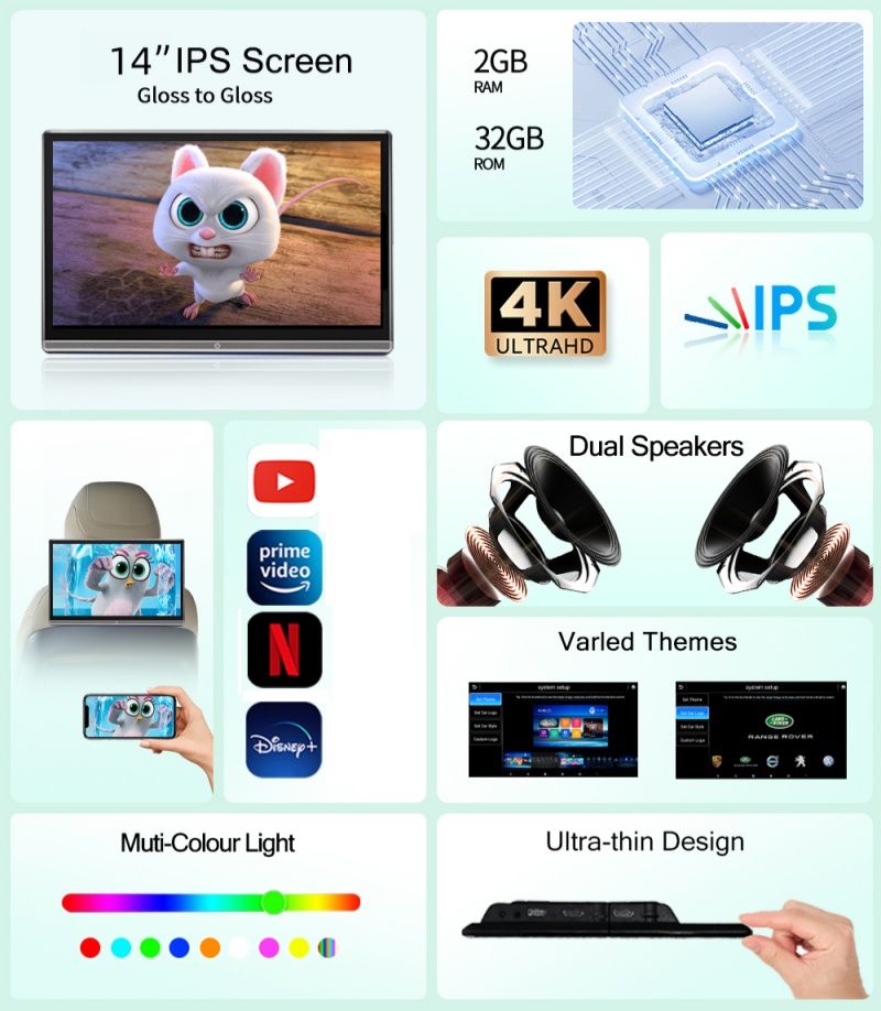 14" Android монитор в подголовник